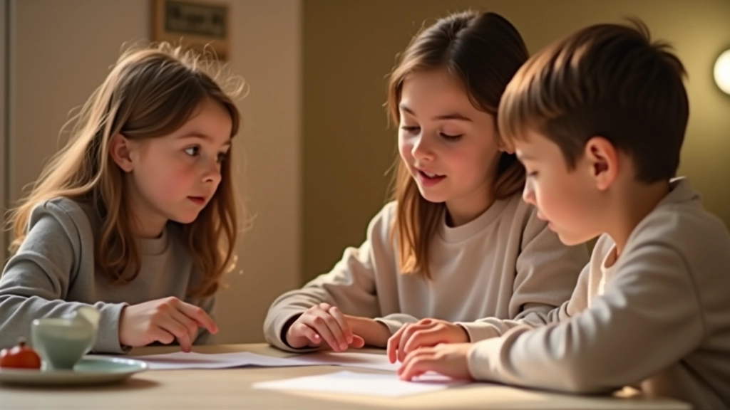 Famille autour de table discutant budget mensuel avec documents