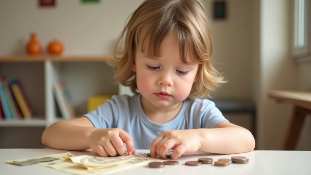 Enfant compant son argent de poche